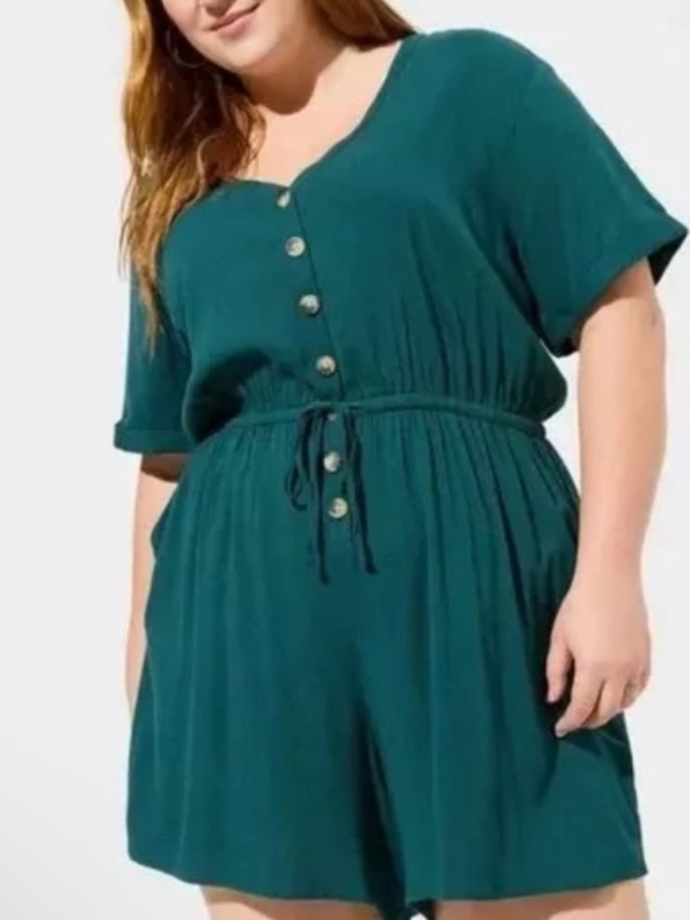 NWT Torrid Green Button Front Romper